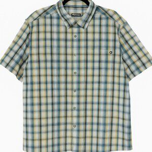 Marmot Plaid Short Sleeve Button Shirt XXL Outdoor Hiking Casual Great Cond